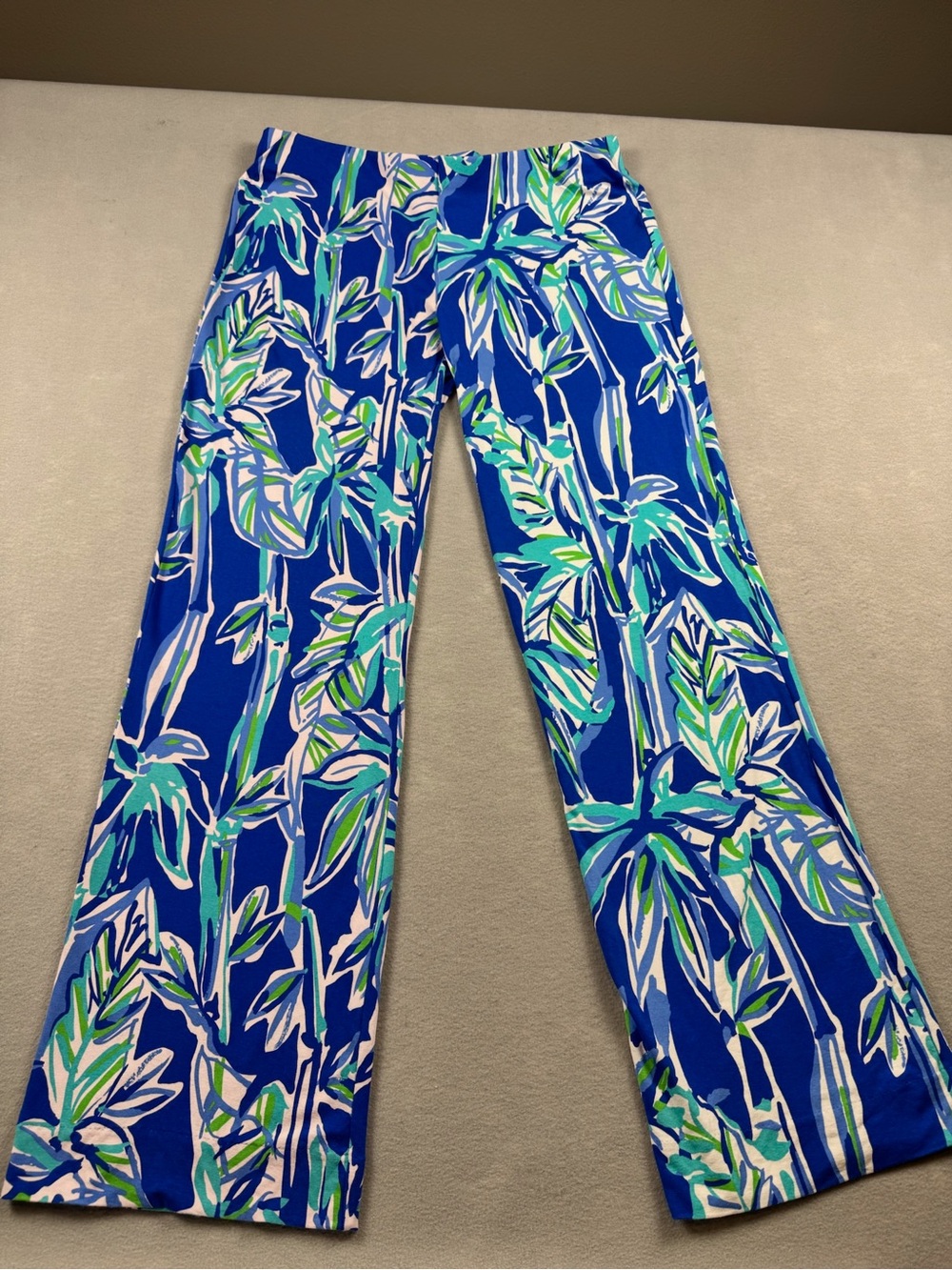 Lilly Pulitzer Georgia May Beach Pant Tropical Palazzo Wide Leg Large Blue Green